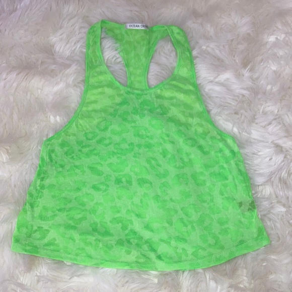 🌼Leopard Burnout Neon Green Swing Tank - Picture 4 of 9